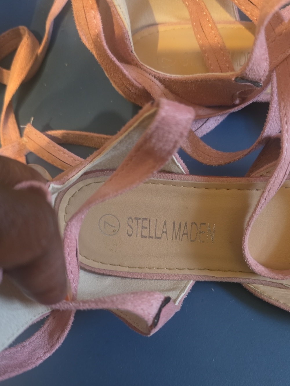Stellah Dusty Pink Suede Lace-Up Pointed Flats - Picture 2 of 5